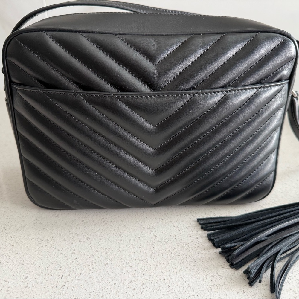 YSL Saint Laurent Lou Quilted Black Calfskin Leather Camera Bag - Picture 7 of 12